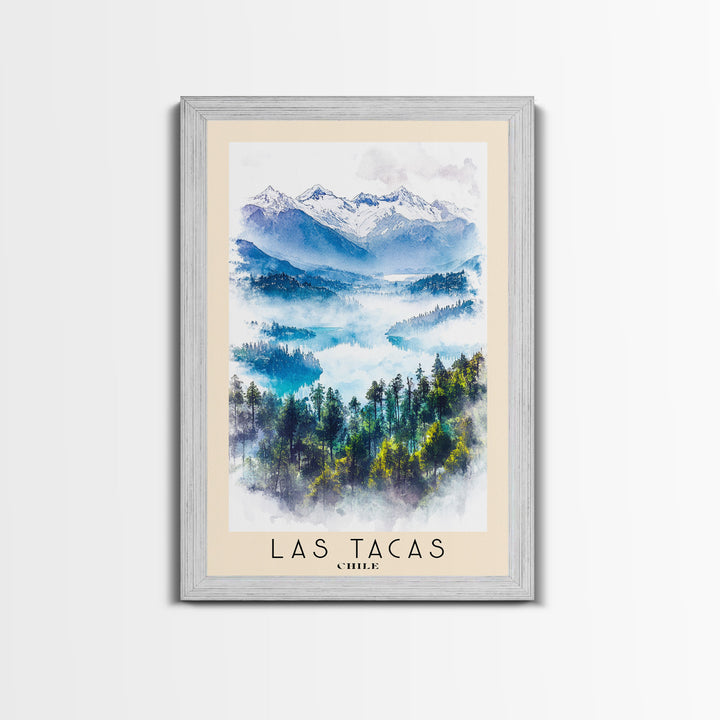 Las Tacas, Chile Watercolor Beach Print, Vacation Gift, Chile Wall Art, Framed Canvas Print, Framed Beach Painting