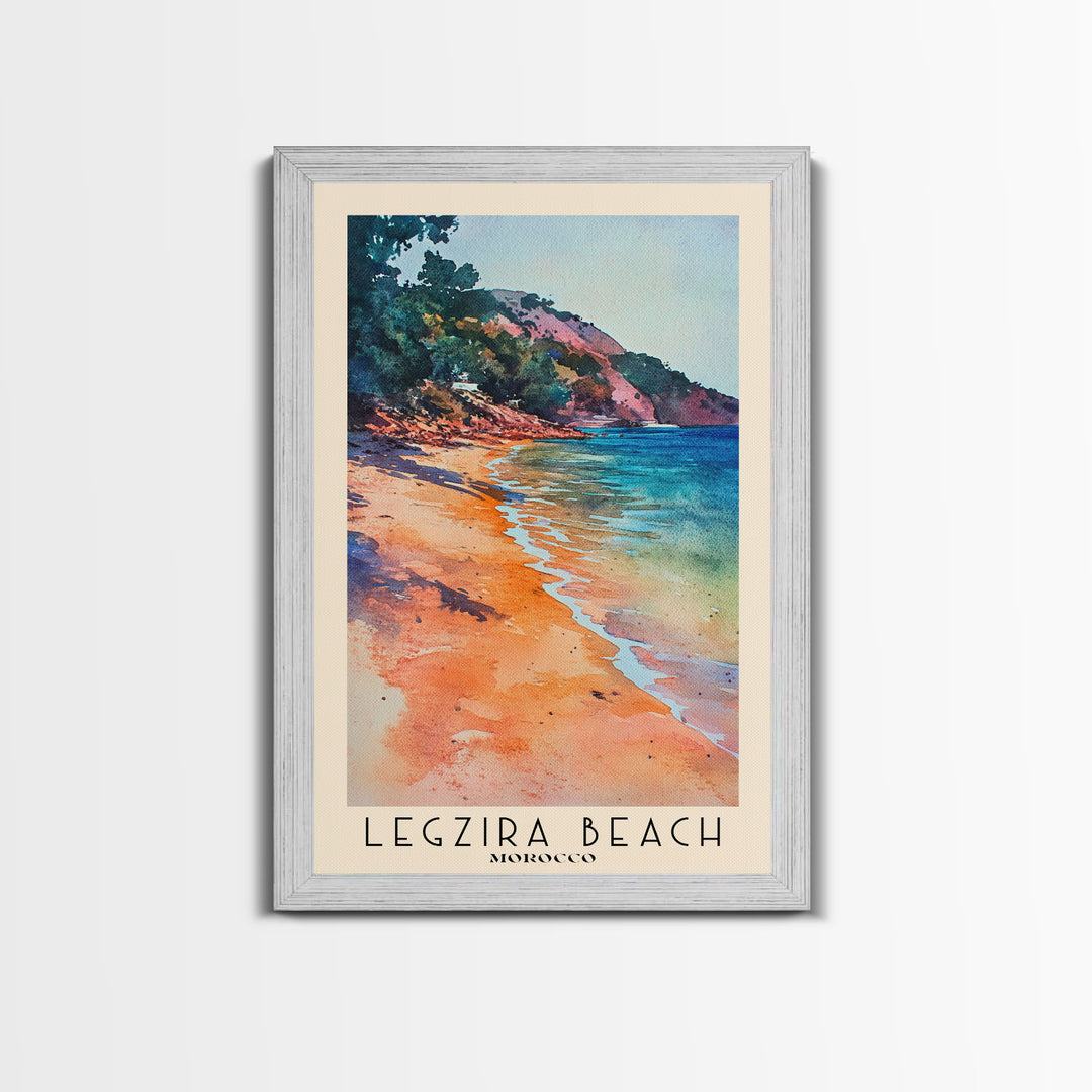 Legzira Beach, Morocco Watercolor Beach Print, Vacation Gift, Morocco Wall Art, Framed Canvas Print, Framed Beach Painting