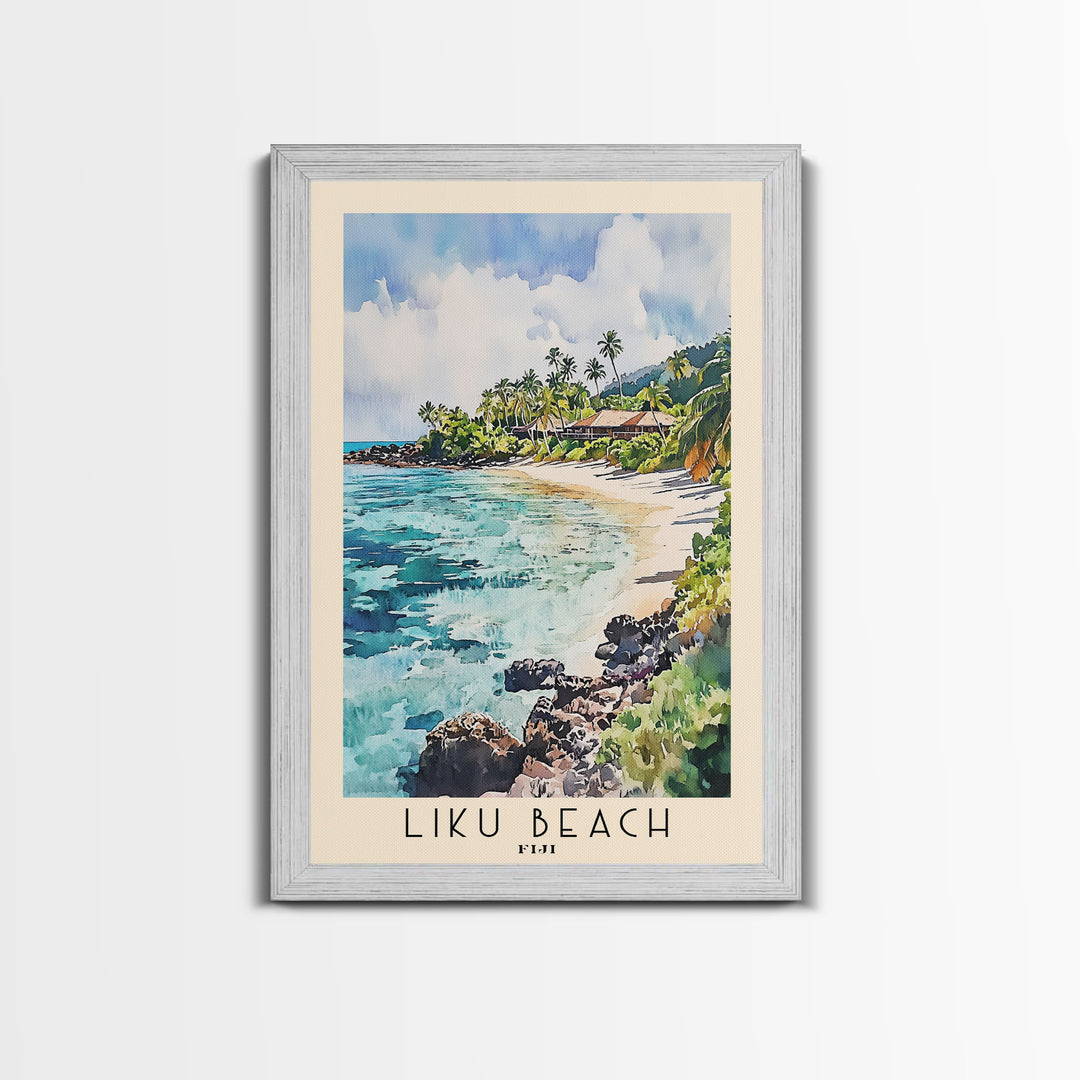 Liku Beach, Fiji Watercolor Print, Vacation Gift, Fiji Wall Art, Beach Painting, Beach Decor, Beach Or Lakehouse Art