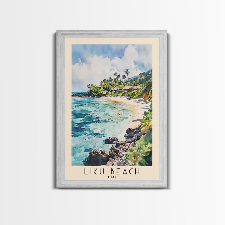 Liku Beach, Fiji Watercolor Print, Vacation Gift, Fiji Wall Art, Beach Painting, Beach Decor, Beach Or Lakehouse Art