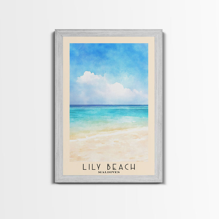 Lily Beach, Maldives Watercolor Beach Print, Vacation Gift, Maldives Wall Art, Beach Painting, Beach Decor, Beach Painting