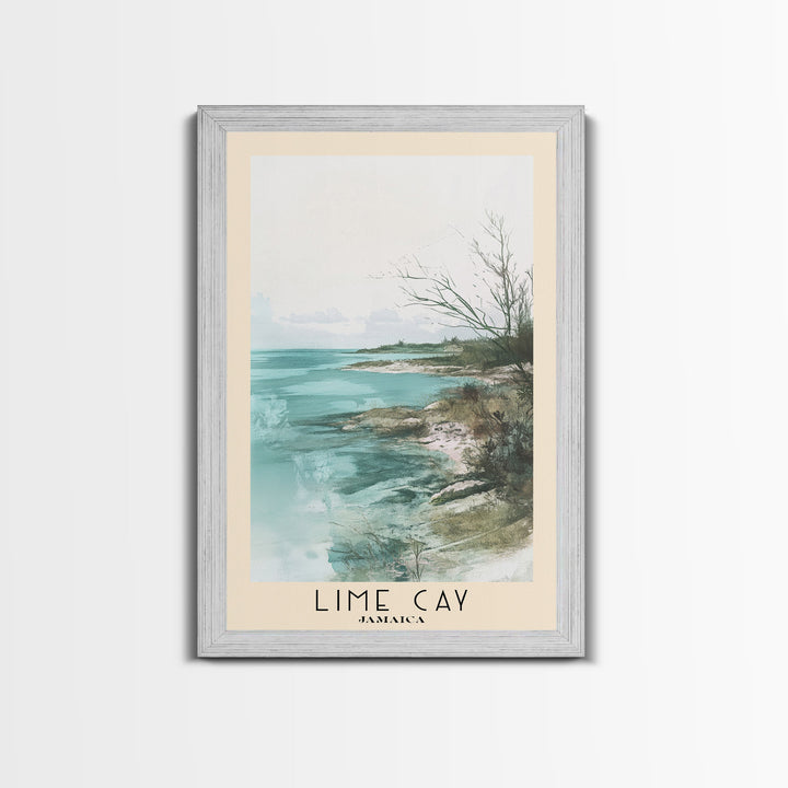 Lime Cay, Jamaica Watercolor Print, Vacation Gift, Jamaica Wall Art, Beach Painting, Beach Decor, Large Wall Art, Wood Frame Art