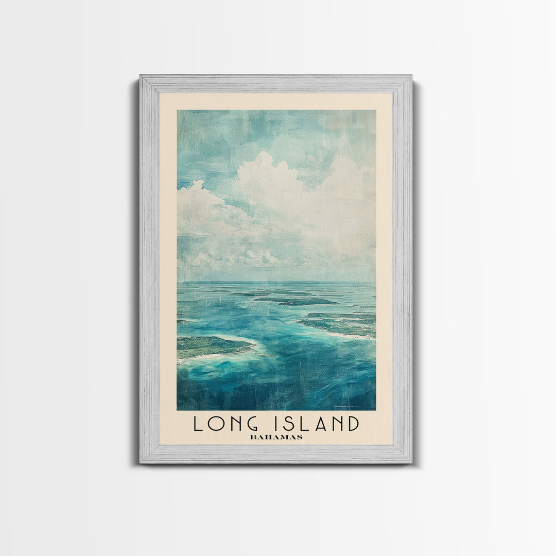 Long Island, Bahamas Watercolor Beach Print, Vacation Gift, Bahamas Wall Art, Framed Canvas Print, Framed Beach Painting