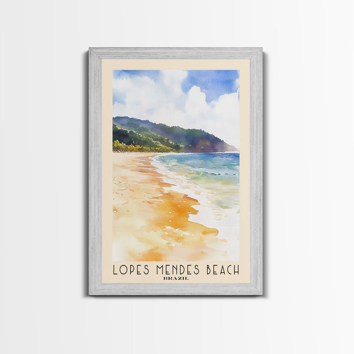 Lopes Mendes Beach, Brazil Watercolor Print, Vacation Gift, Brazil Wall Art, Beach Painting, Beach Decor, Beach Or Lakehouse Art