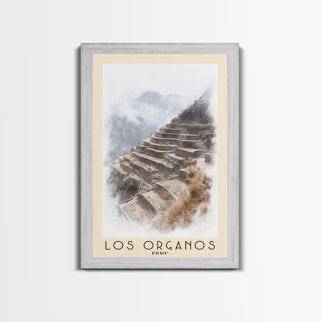 Los Organos, Peru Watercolor Print, Vacation Gift, Peru Wall Art, Beach Painting, Beach Decor, Large Wall Art, Wood Frame Art