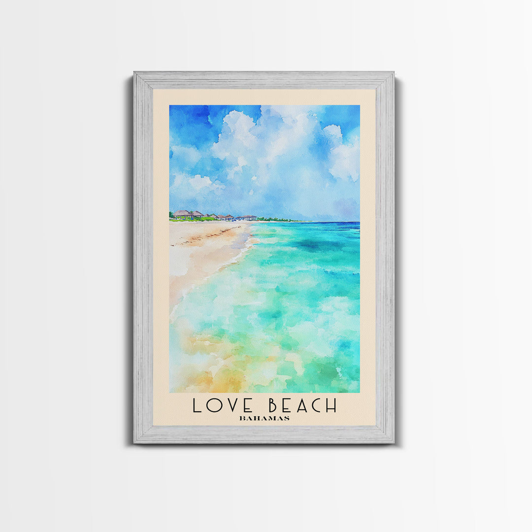 Love Beach, Bahamas Watercolor Print, Vacation Gift, Bahamas Wall Art, Vacation Wall Art, Vacatation Memories, Beach Decor, Beach Or Lakehouse Art