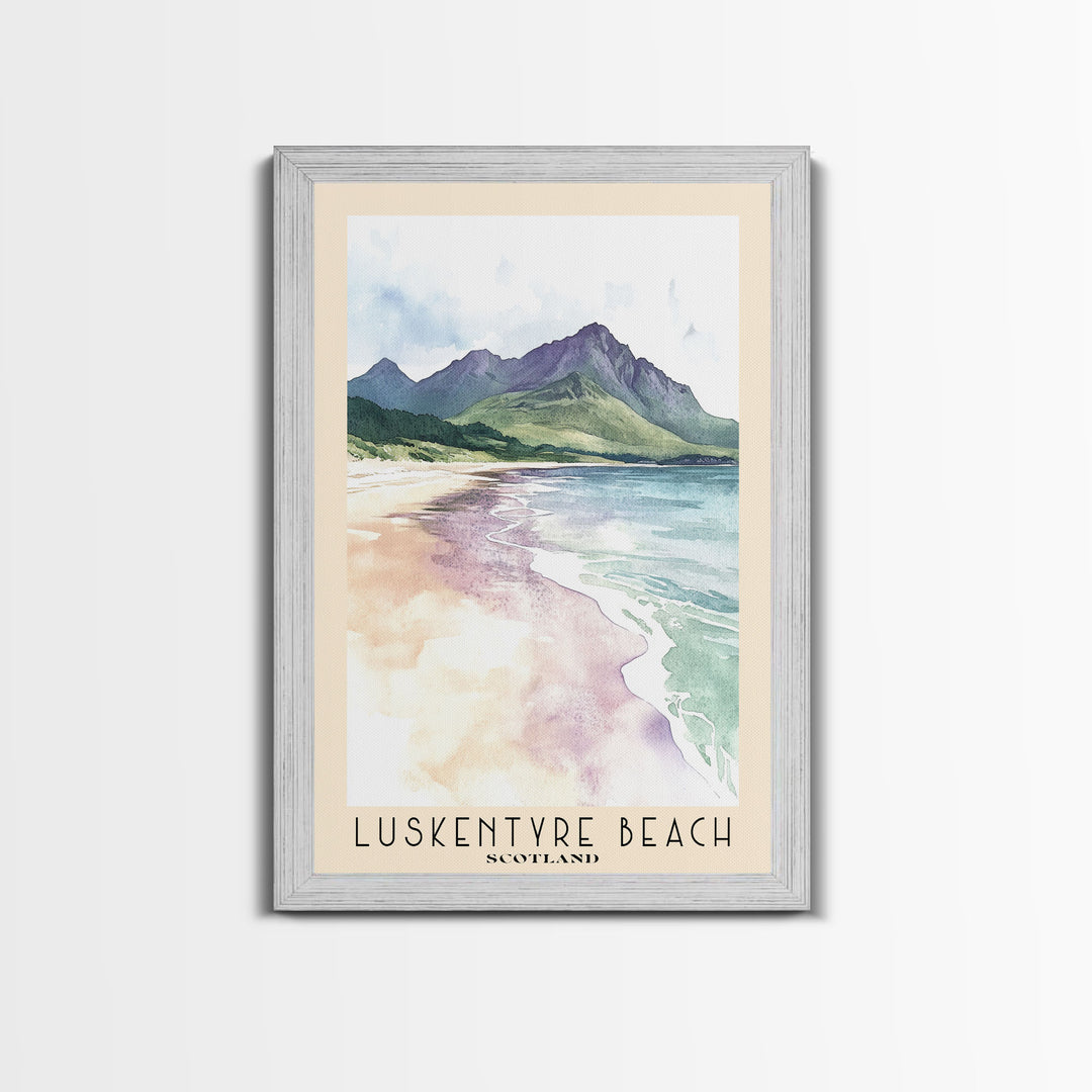 Luskentyre Beach, Scotland Watercolor Beach Print, Vacation Gift, Scotland Wall Art, Framed Canvas Print, Framed Beach Painting