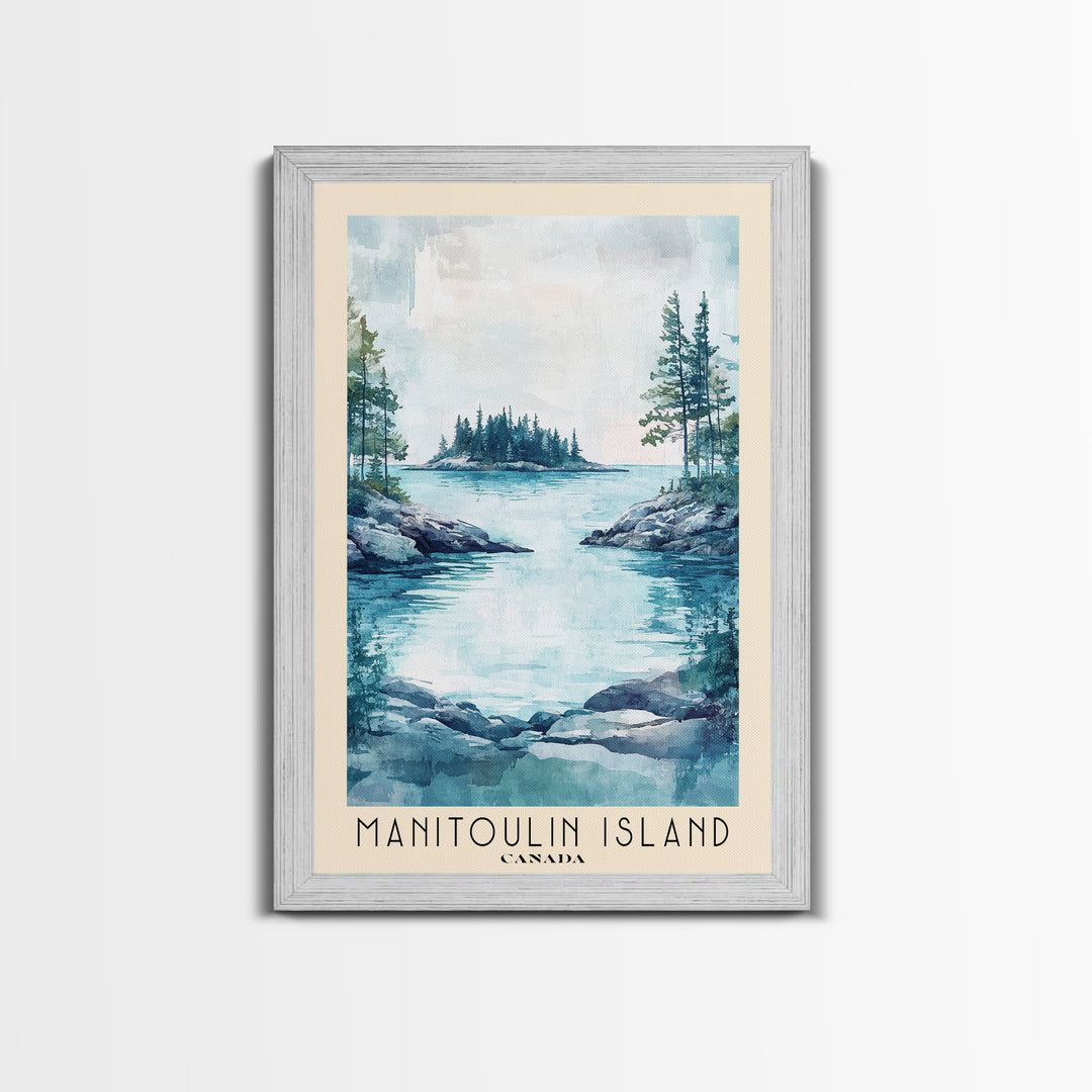 Manitoulin Island, Canada Watercolor Beach Print, Vacation Gift, Canada Wall Art, Framed Canvas Print, Framed Beach Painting