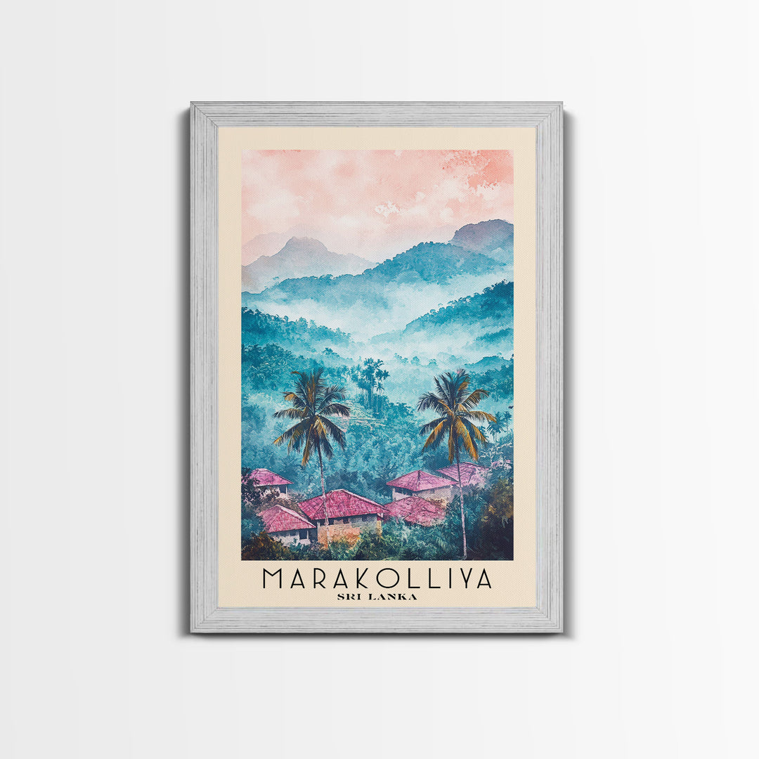 Marakolliya, Sri Lanka Watercolor Beach Print, Vacation Gift, Sri Lanka Wall Art, Framed Canvas Print, Framed Beach Painting