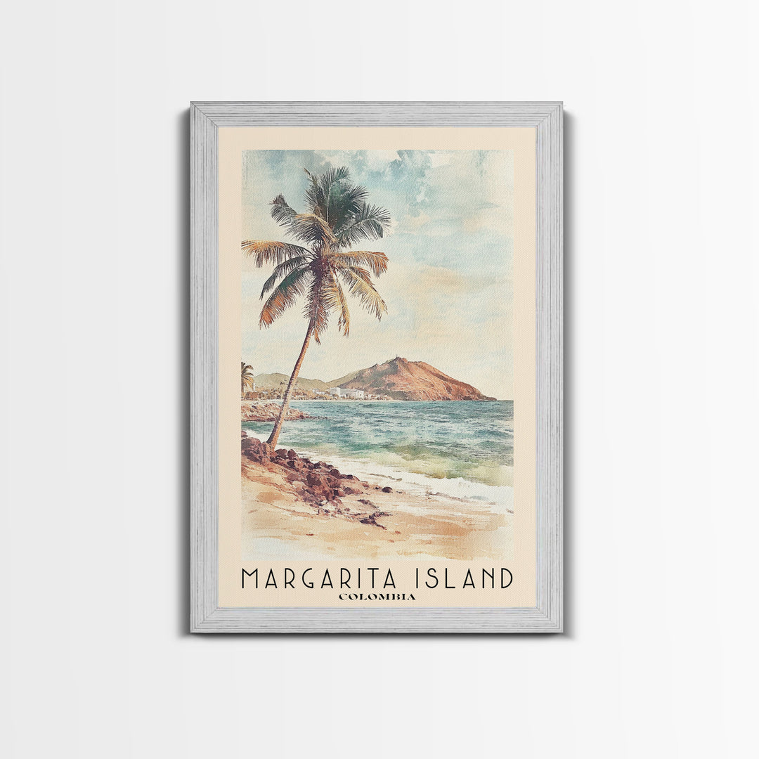 Margarita Island, Colombia Watercolor Print, Vacation Gift, Colombia Wall Art, Beach Painting, Beach Decor, Large Wall Art, Wood Frame Art