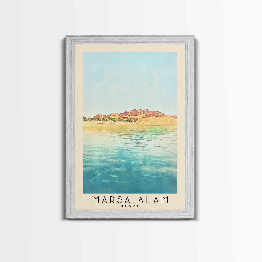 Marsa Alam, Egypt Watercolor Print, Vacation Gift, Egypt Wall Art, Beach Painting, Beach Decor, Large Wall Art, Wood Frame Art