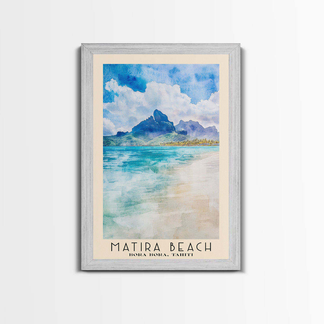 Matira Beach, Bora Bora, Tahiti Watercolor Beach Print, Vacation Gift, Bora Bora, Tahiti Wall Art, Beach Painting, Beach Decor, Beach Painting