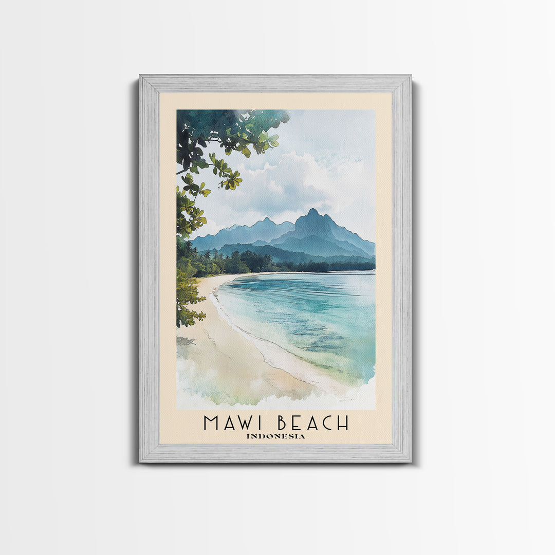 Mawi Beach, Indonesia Watercolor Print, Vacation Gift, Indonesia Wall Art, Beach Painting, Beach Decor, Beach Or Lakehouse Art