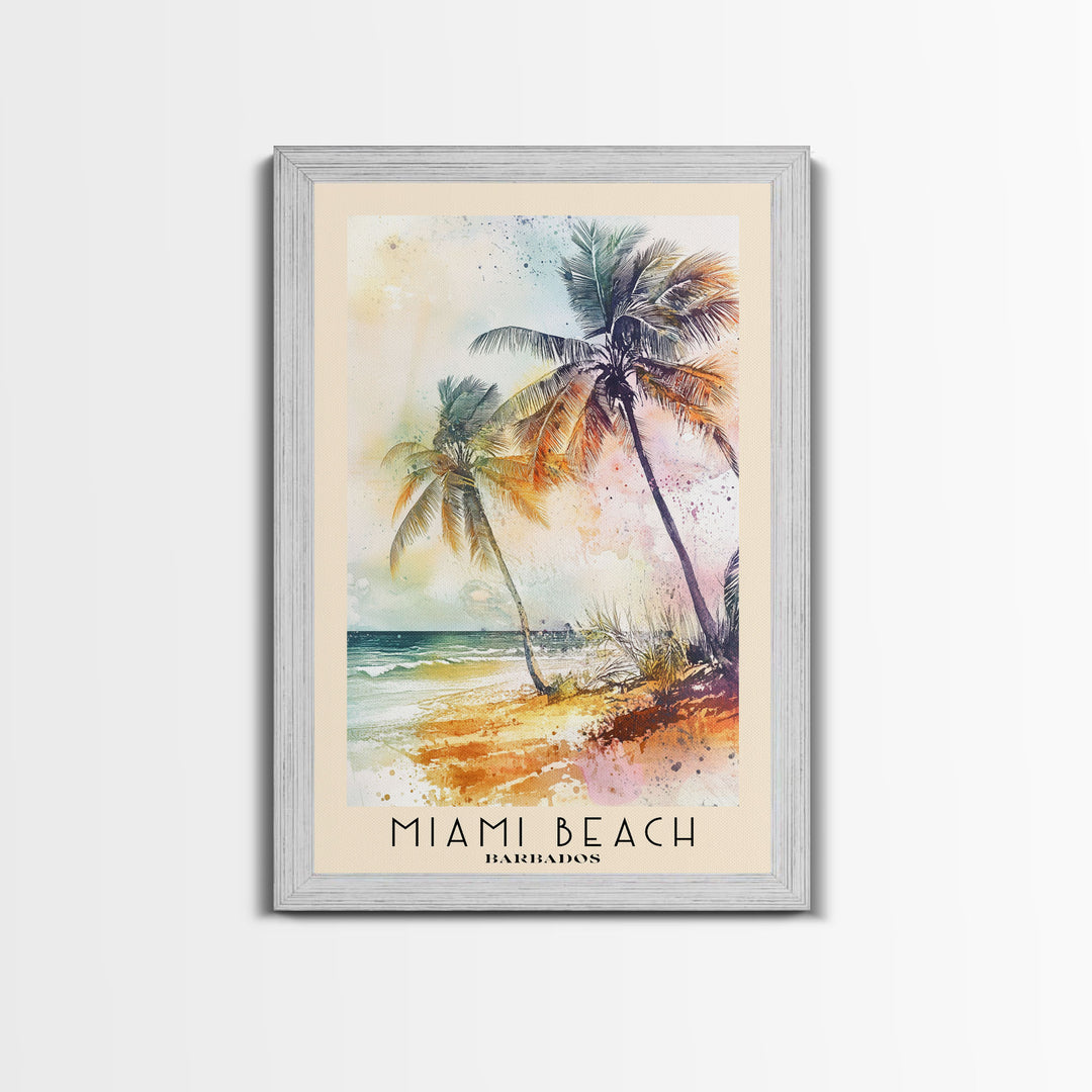 Miami Beach, Barbados Watercolor Beach Print, Vacation Gift, Barbados Wall Art, Beach Painting, Beach Decor, Beach Painting