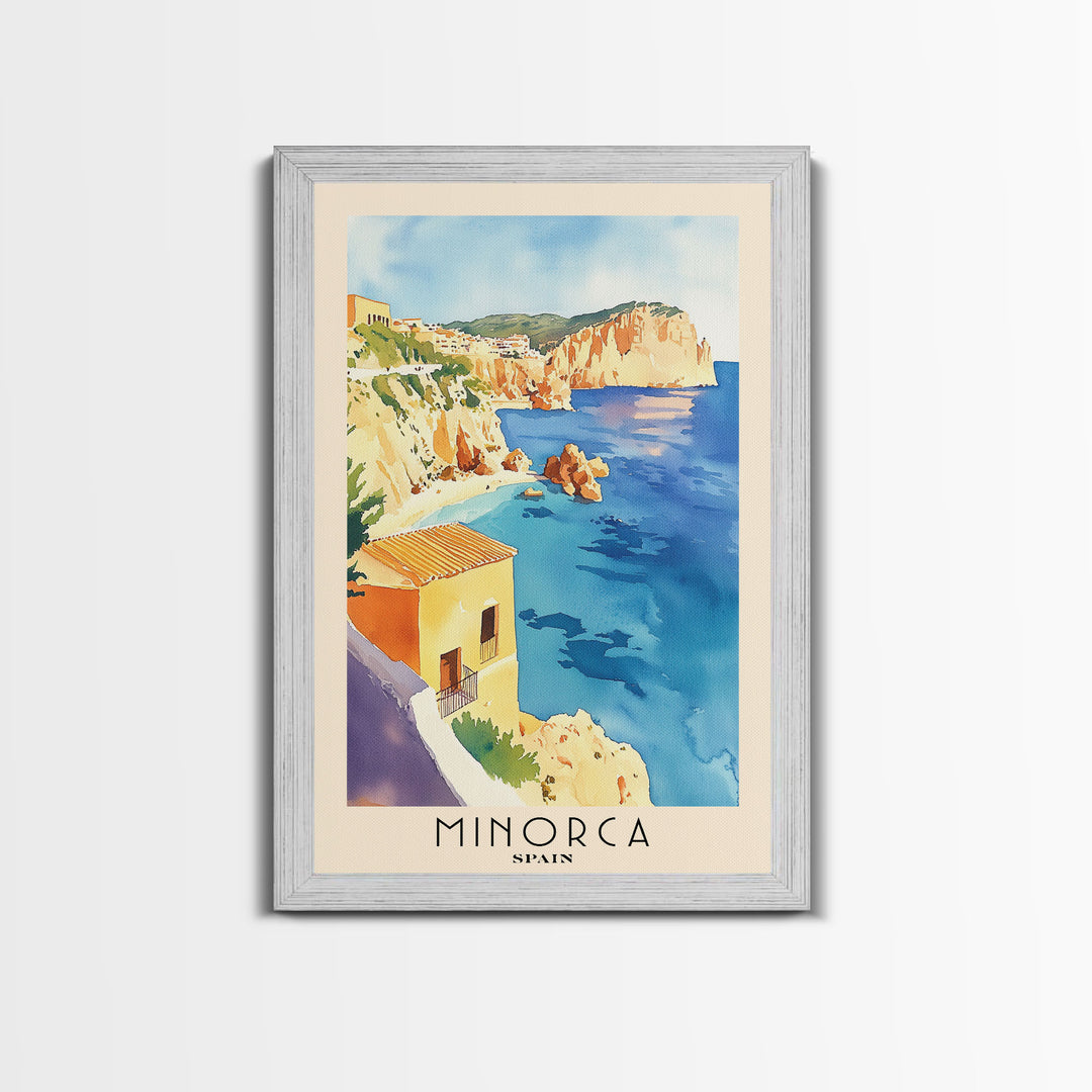 Minorca, Spain Watercolor Print, Vacation Gift, Spain Wall Art, Beach Painting, Beach Decor, Beach Or Lakehouse Art