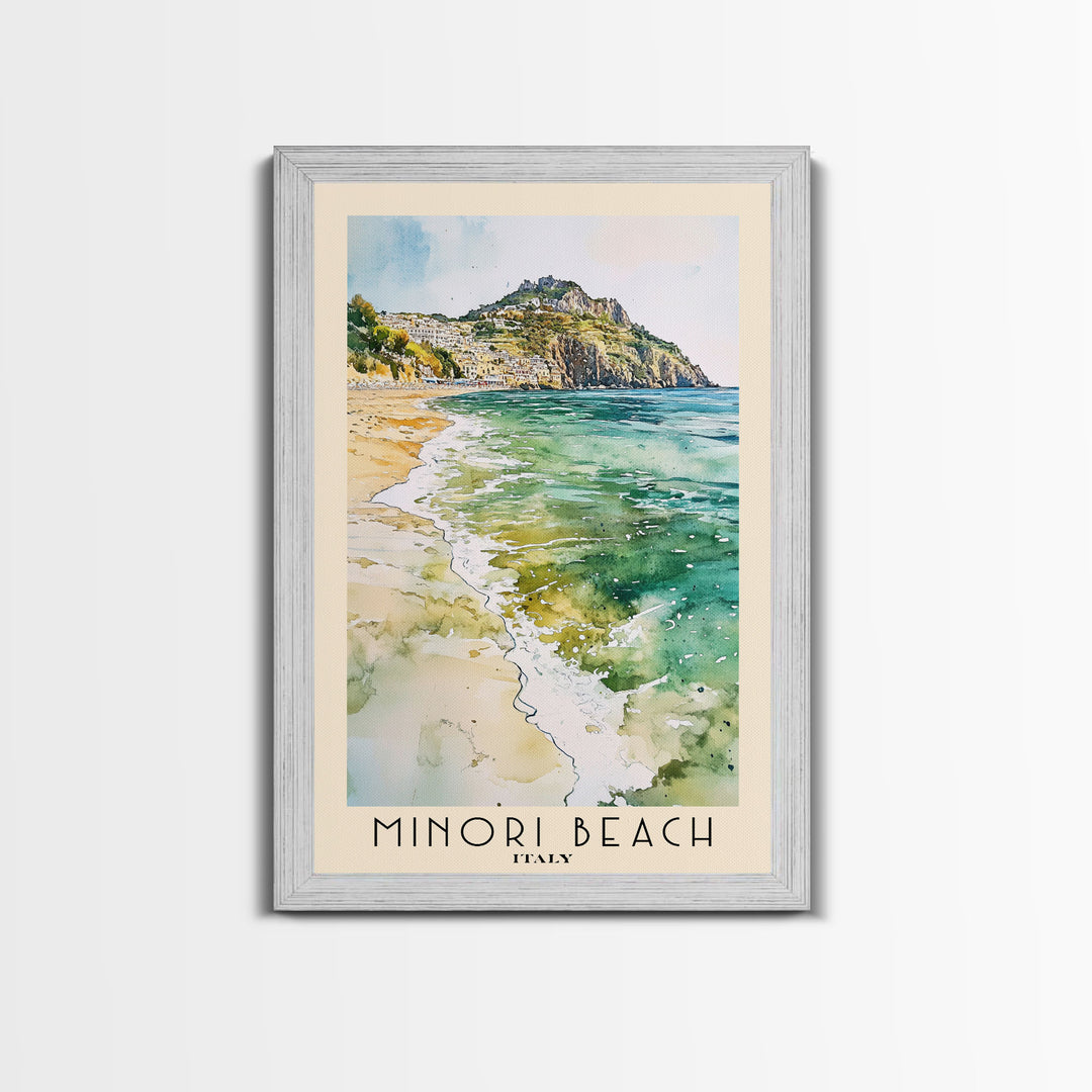 Minori Beach, Italy Watercolor Beach Print, Vacation Gift, Italy Wall Art, Beach Painting, Beach Decor, Beach Painting