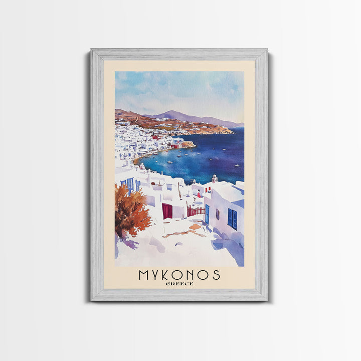 Mykonos, Greece Watercolor Beach Print, Vacation Gift, Greece Wall Art, Beach Painting, Beach Decor, Beach Painting