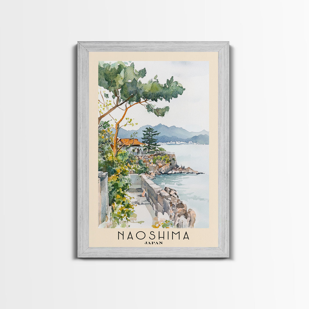 Naoshima, Japan Watercolor Beach Print, Vacation Gift, Japan Wall Art, Beach Painting, Beach Decor, Beach Painting