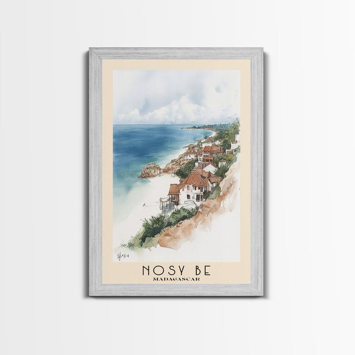 Nosy Be, Madagascar Watercolor Beach Print, Vacation Gift, Madagascar Wall Art, Framed Canvas Print, Framed Beach Painting