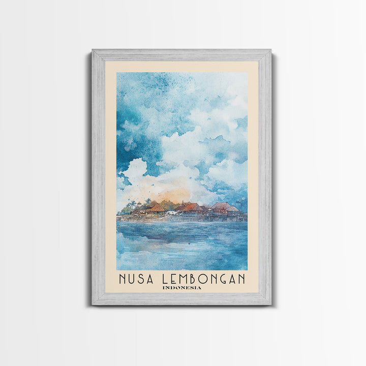 Nusa Lembongan, Indonesia Watercolor Print, Vacation Gift, Indonesia Wall Art, Beach Painting, Beach Decor, Large Wall Art, Wood Frame Art