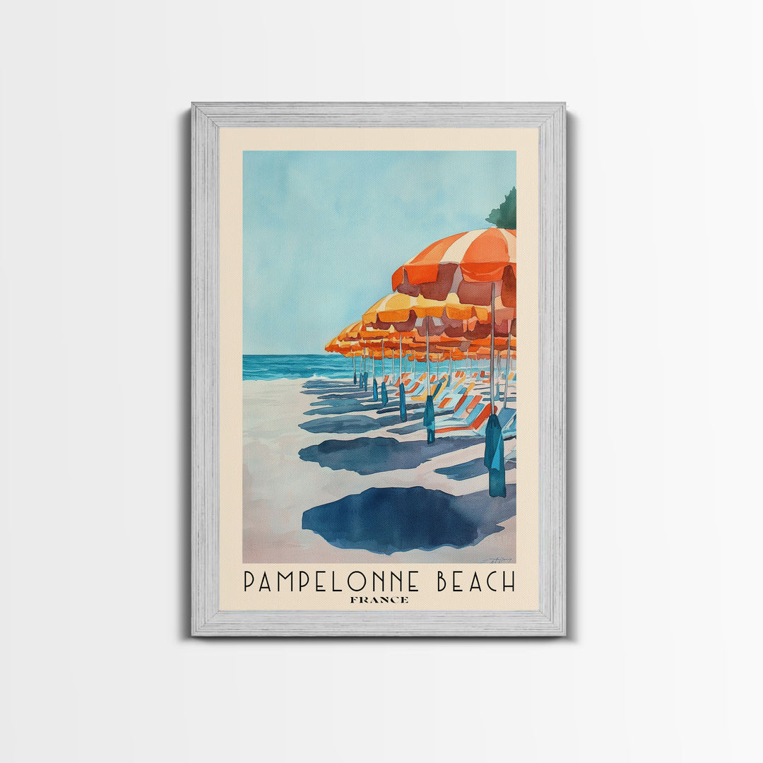 Pampelonne Beach, France Watercolor Print, Vacation Gift, France Wall Art, Beach Painting, Beach Decor, Large Wall Art, Wood Frame Art