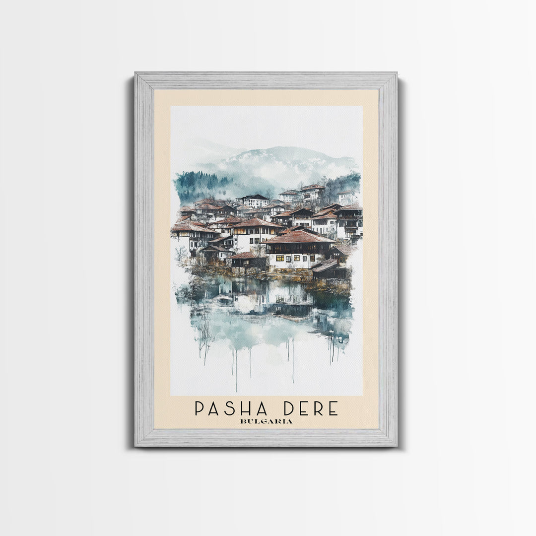 Pasha Dere, Bulgaria Watercolor Beach Print, Vacation Gift, Bulgaria Wall Art, Framed Canvas Print, Framed Beach Painting