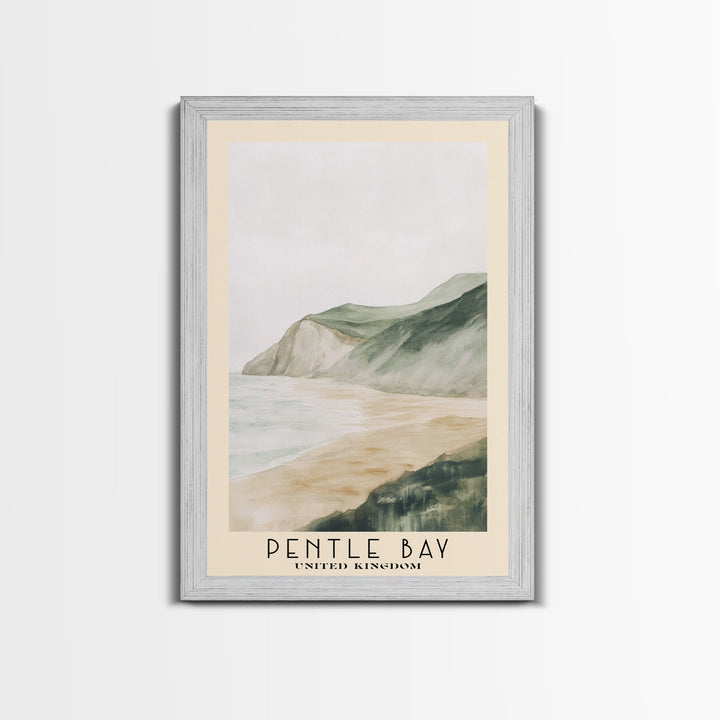 Pentle Bay, United Kingdom Watercolor Beach Print, Vacation Gift, United Kingdom Wall Art, Beach Painting, Beach Decor, Beach Painting