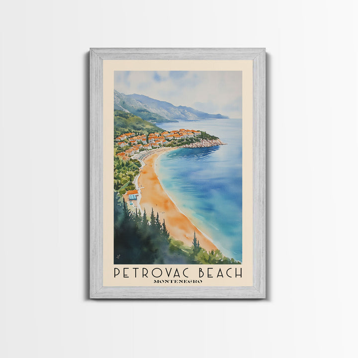 Petrovac Beach, Montenegro Watercolor Beach Print, Vacation Gift, Montenegro Wall Art, Beach Painting, Beach Decor, Beach Painting