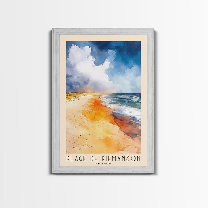 Plage de Piémanson, France Watercolor Print, Vacation Gift, France Wall Art, Beach Painting, Beach Decor, Large Wall Art, Wood Frame Art