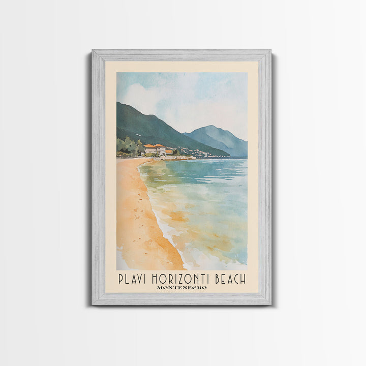 Plavi Horizonti Beach, Montenegro Watercolor Print, Vacation Gift, Montenegro Wall Art, Vacation Wall Art, Vacatation Memories, Beach Decor, Beach Or Lakehouse Art