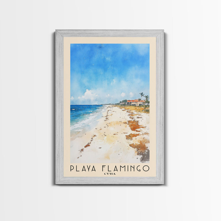 Playa Flamingo, Cuba Watercolor Beach Print, Vacation Gift, Cuba Wall Art, Beach Painting, Beach Decor, Beach Painting