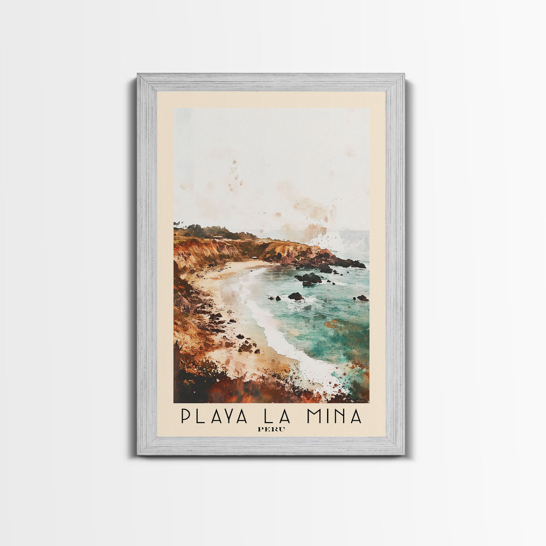 Playa La Mina, Peru Watercolor Print, Vacation Gift, Peru Wall Art, Beach Painting, Beach Decor, Beach Or Lakehouse Art