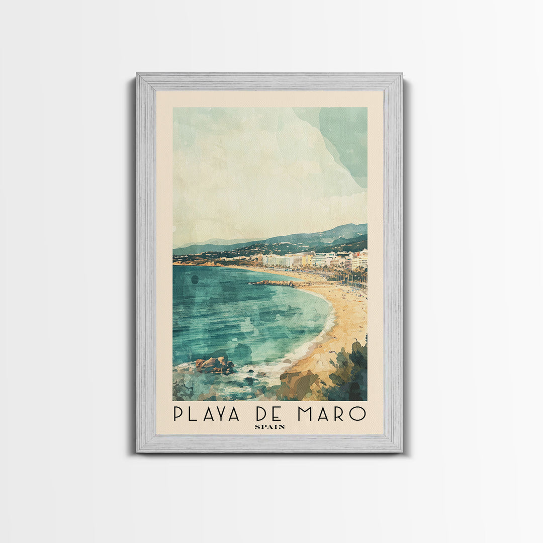 Playa de Maro, Spain Watercolor Print, Vacation Gift, Spain Wall Art, Vacation Wall Art, Vacatation Memories, Beach Decor, Beach Or Lakehouse Art