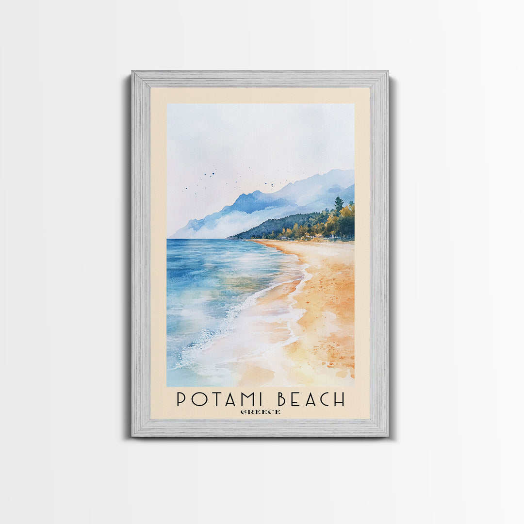 Potami Beach, Greece Watercolor Print, Vacation Gift, Greece Wall Art, Beach Painting, Beach Decor, Beach Or Lakehouse Art