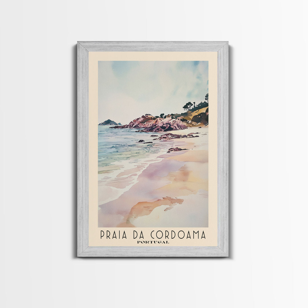 Praia da Cordoama, Portugal Watercolor Beach Print, Vacation Gift, Portugal Wall Art, Beach Painting, Beach Decor, Beach Painting