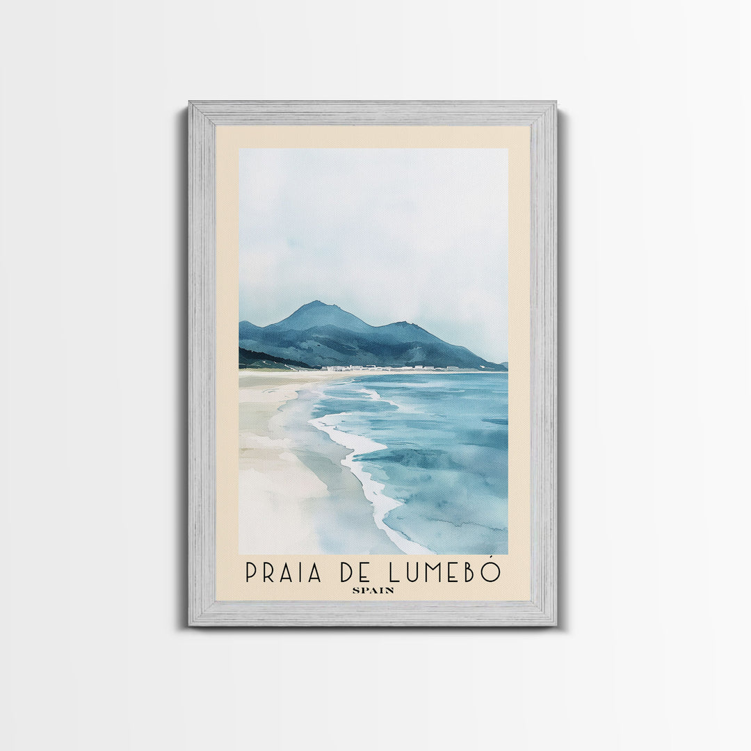 Praia de Lumebó, Spain Watercolor Print, Vacation Gift, Spain Wall Art, Beach Painting, Beach Decor, Beach Or Lakehouse Art