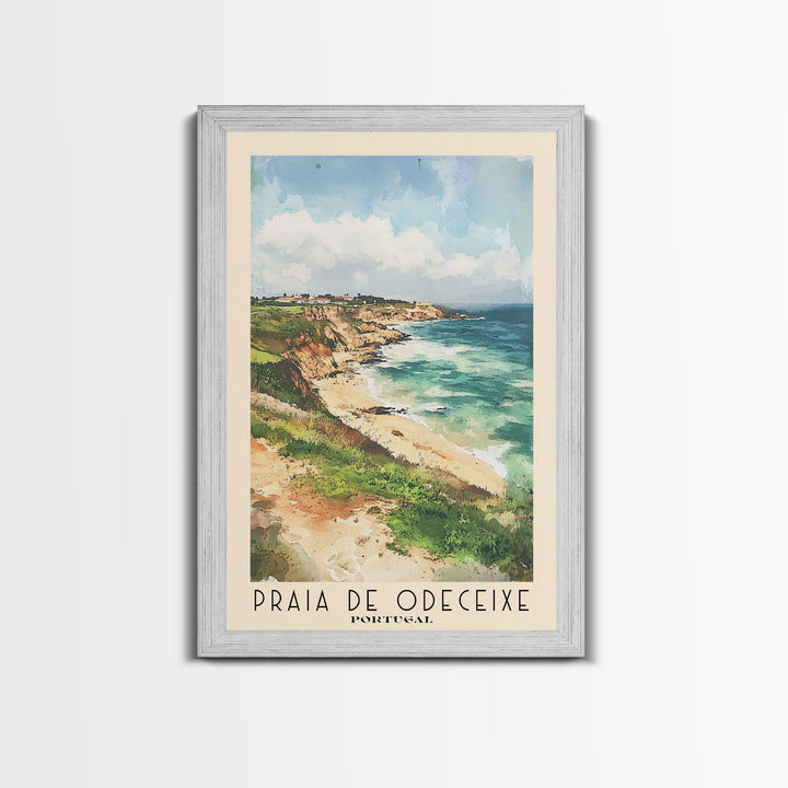 Praia de Odeceixe, Portugal Watercolor Print, Vacation Gift, Portugal Wall Art, Beach Painting, Beach Decor, Large Wall Art, Wood Frame Art