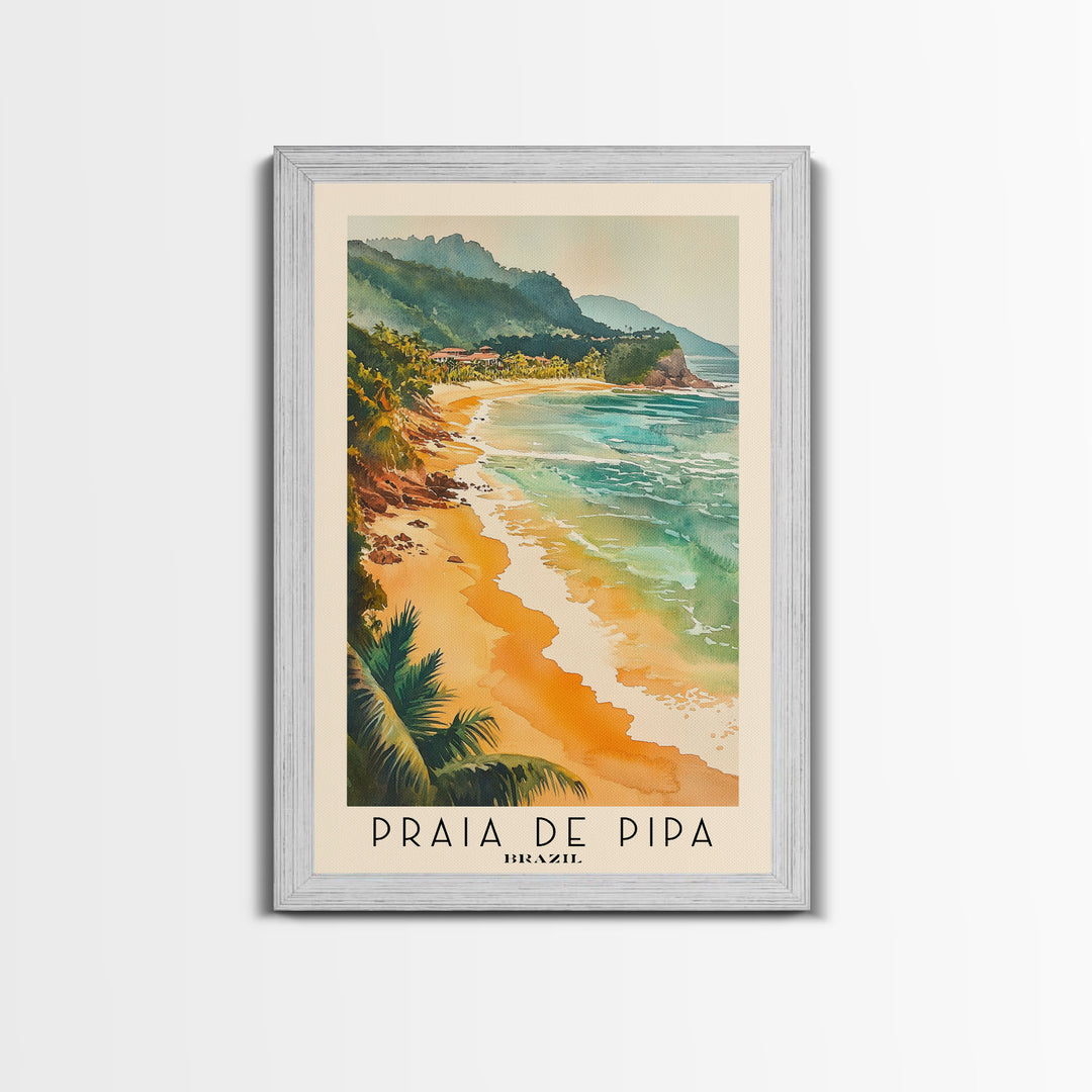 Praia de Pipa, Brazil Watercolor Beach Print, Vacation Gift, Brazil Wall Art, Framed Canvas Print, Framed Beach Painting