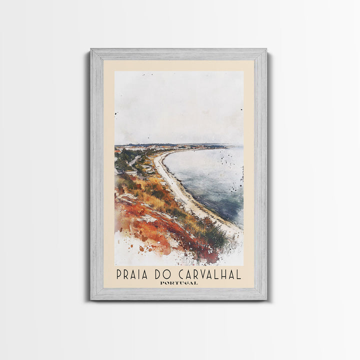 Praia do Carvalhal, Portugal Watercolor Print, Vacation Gift, Portugal Wall Art, Beach Painting, Beach Decor, Large Wall Art, Wood Frame Art