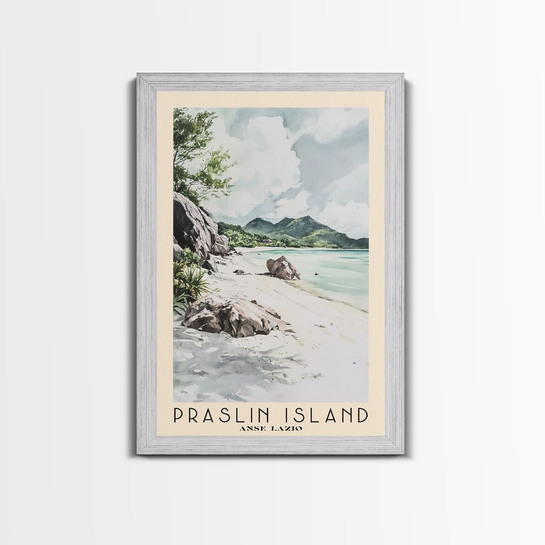 Praslin Island, Anse Lazio Watercolor Print, Vacation Gift, Anse Lazio Wall Art, Beach Painting, Beach Decor, Beach Or Lakehouse Art