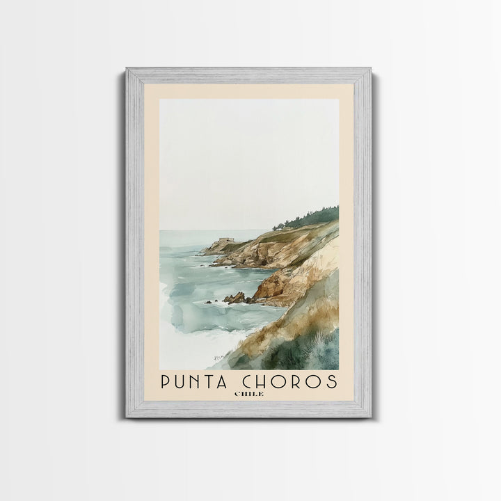 Punta Choros, Chile Watercolor Print, Vacation Gift, Chile Wall Art, Beach Painting, Beach Decor, Large Wall Art, Wood Frame Art