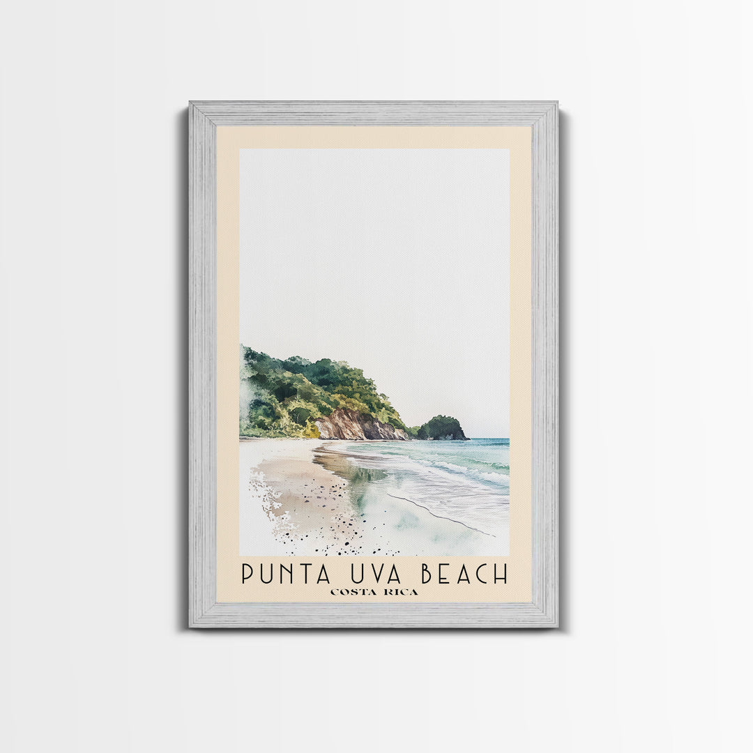 Punta Uva Beach, Costa Rica Watercolor Print, Vacation Gift, Costa Rica Wall Art, Beach Painting, Beach Decor, Large Wall Art, Wood Frame Art