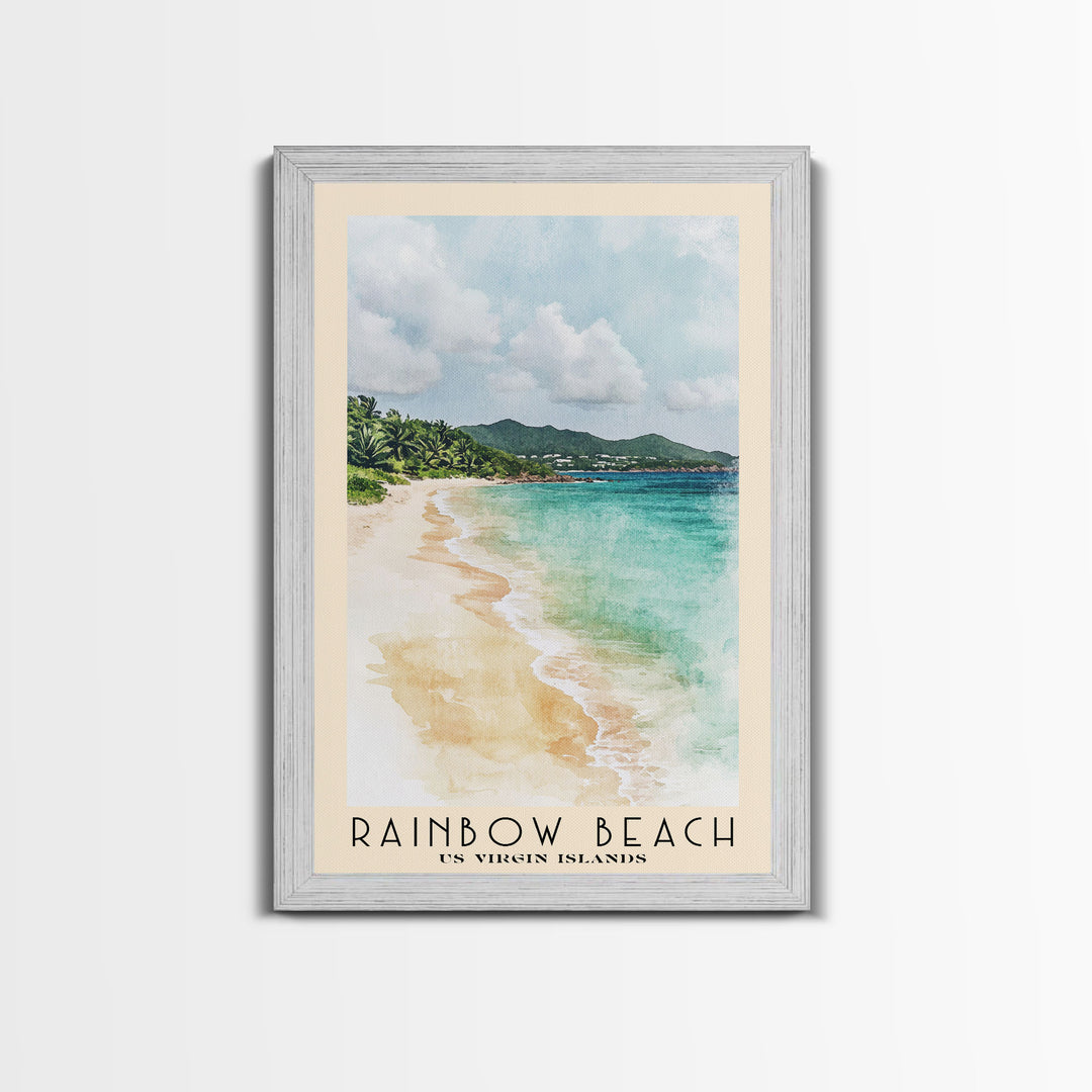 Rainbow Beach, US Virgin islands Watercolor Print, Vacation Gift, US Virgin islands Wall Art, Beach Painting, Beach Decor, Beach Or Lakehouse Art