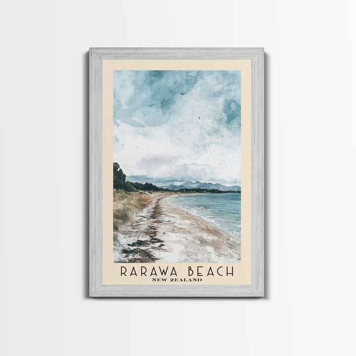 Rarawa Beach, New Zealand Watercolor Print, Vacation Gift, New Zealand Wall Art, Beach Painting, Beach Decor, Large Wall Art, Wood Frame Art