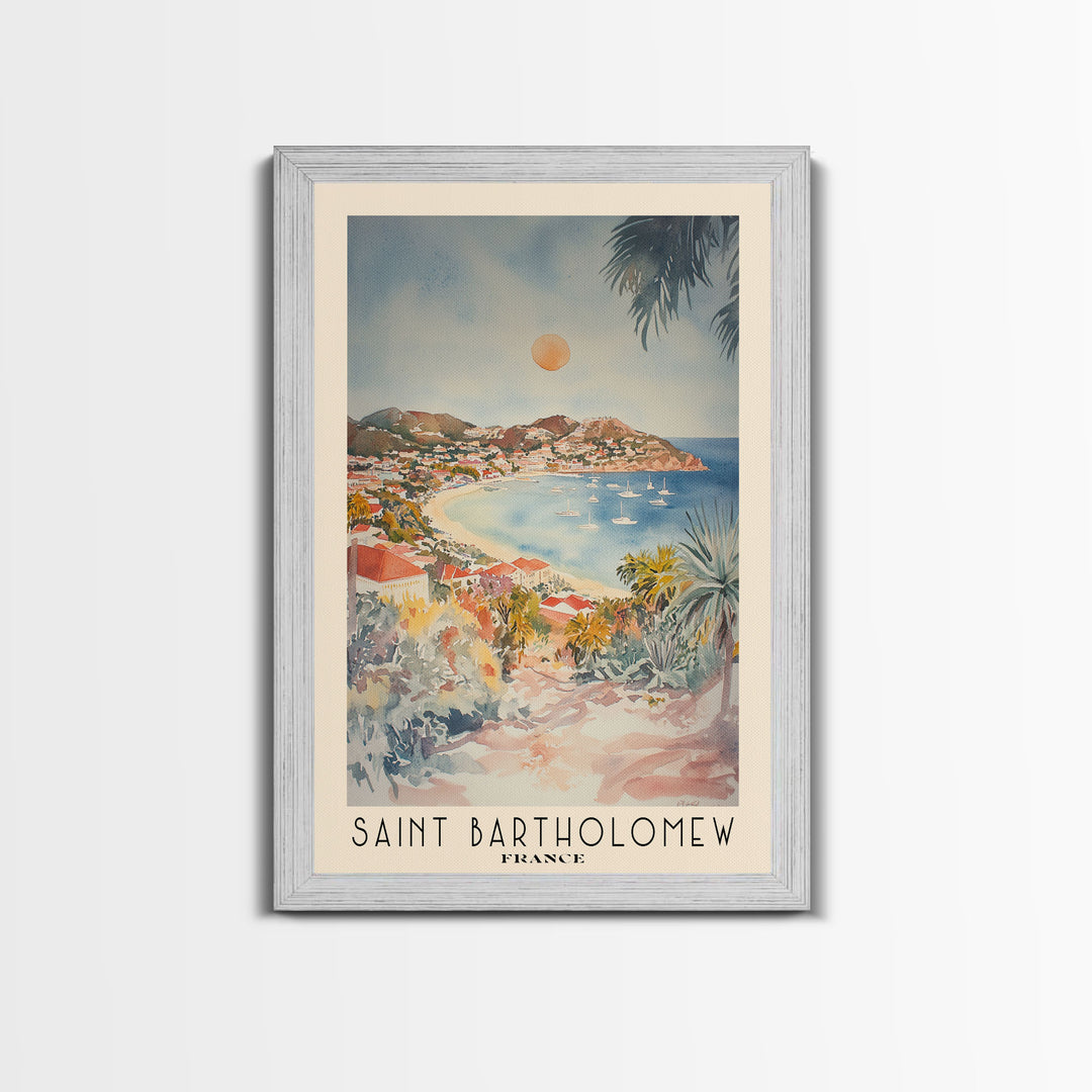 Saint Bartholomew, France Watercolor Print, Vacation Gift, France Wall Art, Beach Painting, Beach Decor, Beach Or Lakehouse Art