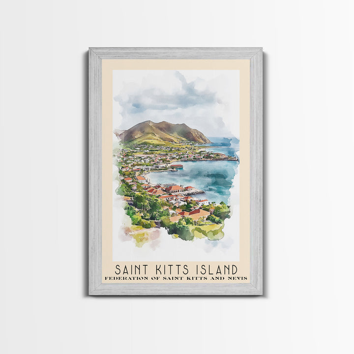 Saint Kitts Island, Federation of Saint Kitts and Nevis Watercolor Beach Print, Vacation Gift, Federation of Saint Kitts and Nevis Wall Art, Beach Painting, Beach Decor, Beach Painting