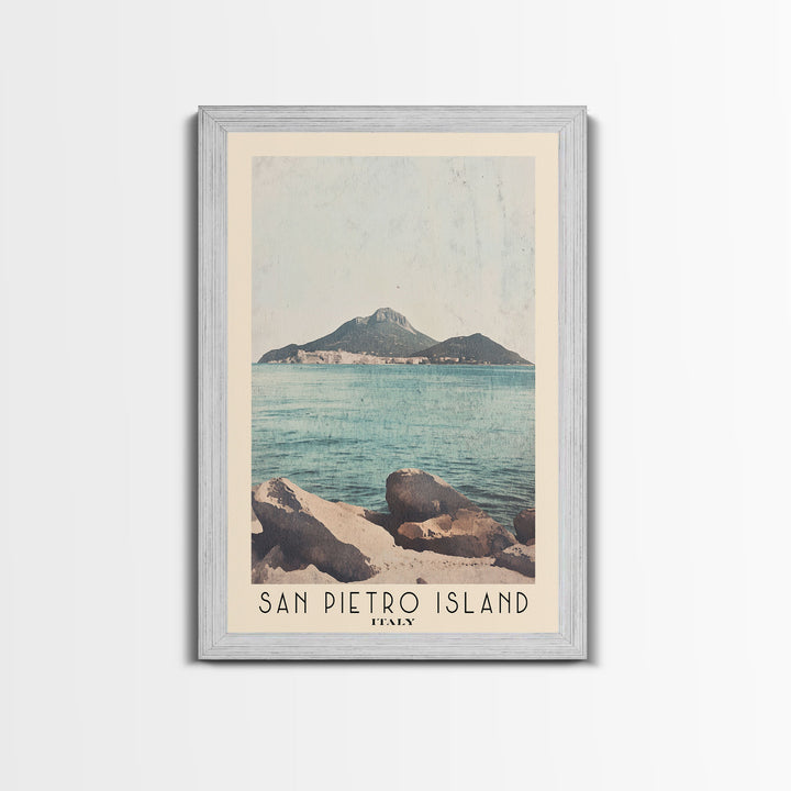 San Pietro Island, Italy Watercolor Print, Vacation Gift, Italy Wall Art, Beach Painting, Beach Decor, Large Wall Art, Wood Frame Art