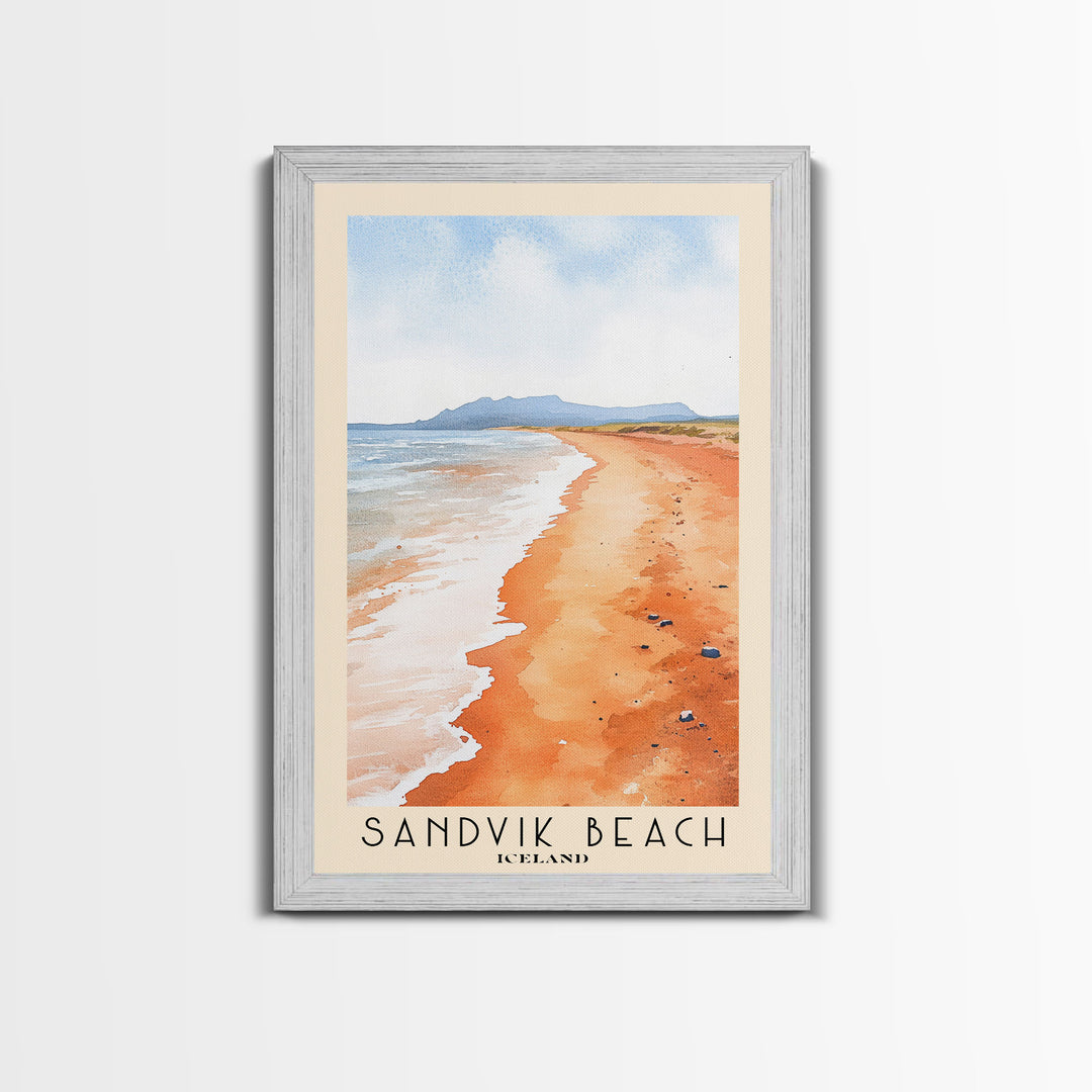 Sandvik Beach, Iceland Watercolor Beach Print, Vacation Gift, Iceland Wall Art, Beach Painting, Beach Decor, Beach Painting