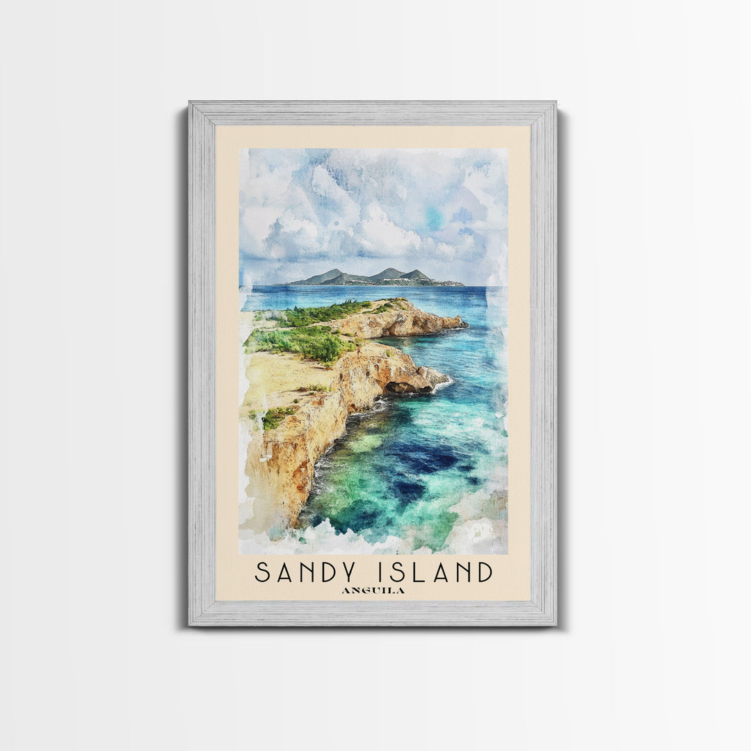 Sandy Island, Anguila Watercolor Print, Vacation Gift, Anguila Wall Art, Vacation Wall Art, Vacatation Memories, Beach Decor, Beach Or Lakehouse Art