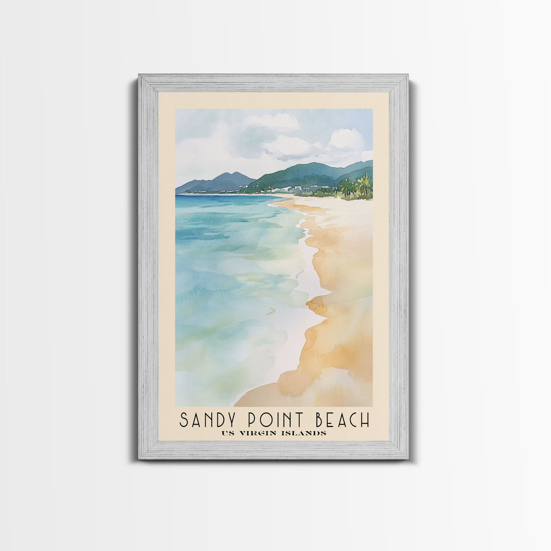 Sandy Point Beach, US Virgin islands Watercolor Print, Vacation Gift, US Virgin islands Wall Art, Beach Painting, Beach Decor, Beach Or Lakehouse Art